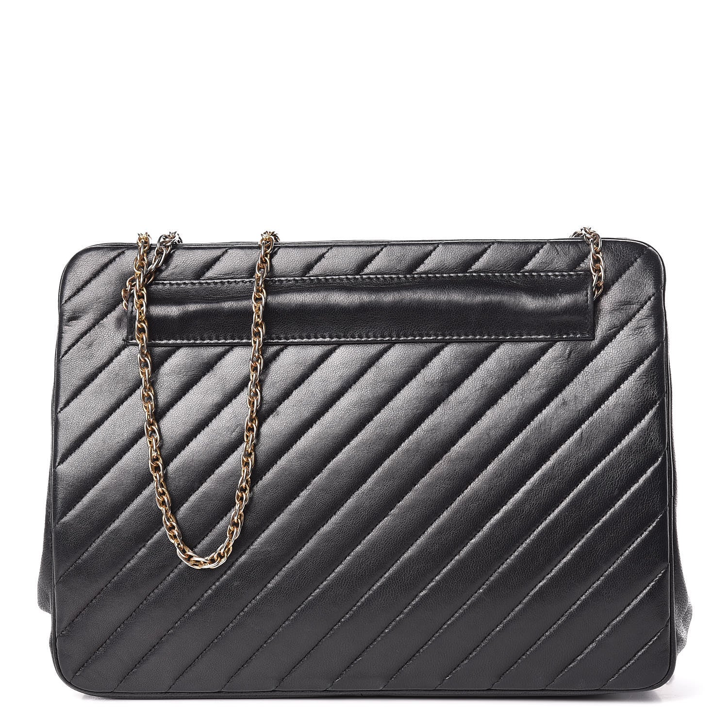 Chanel Lambskin Diagonal Quilted Kisslock Bag Black 1 of 15
