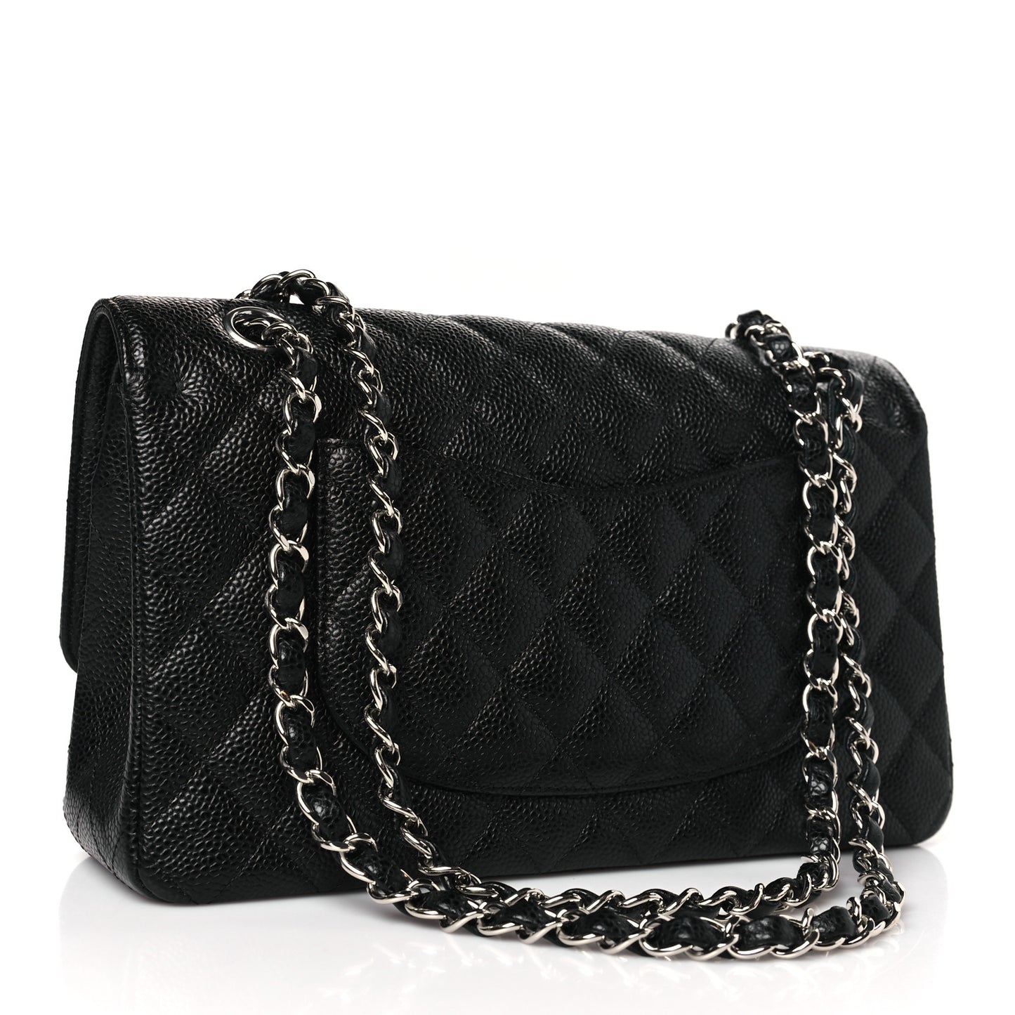 Caviar Quilted Medium Double Flap Black