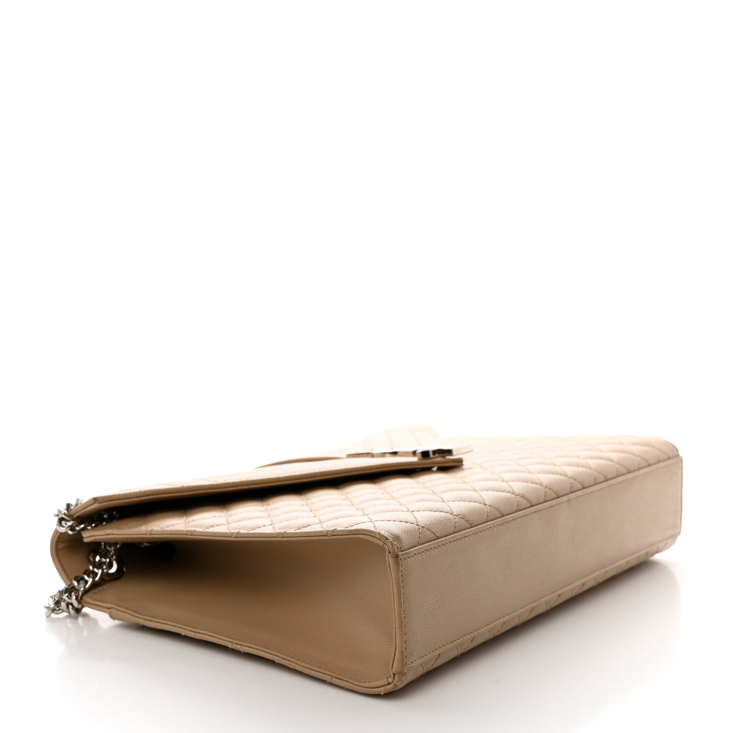 Grain De Poudre Textured Mixed Matelasse Large Triquilt Monogram Satchel Dark Beige