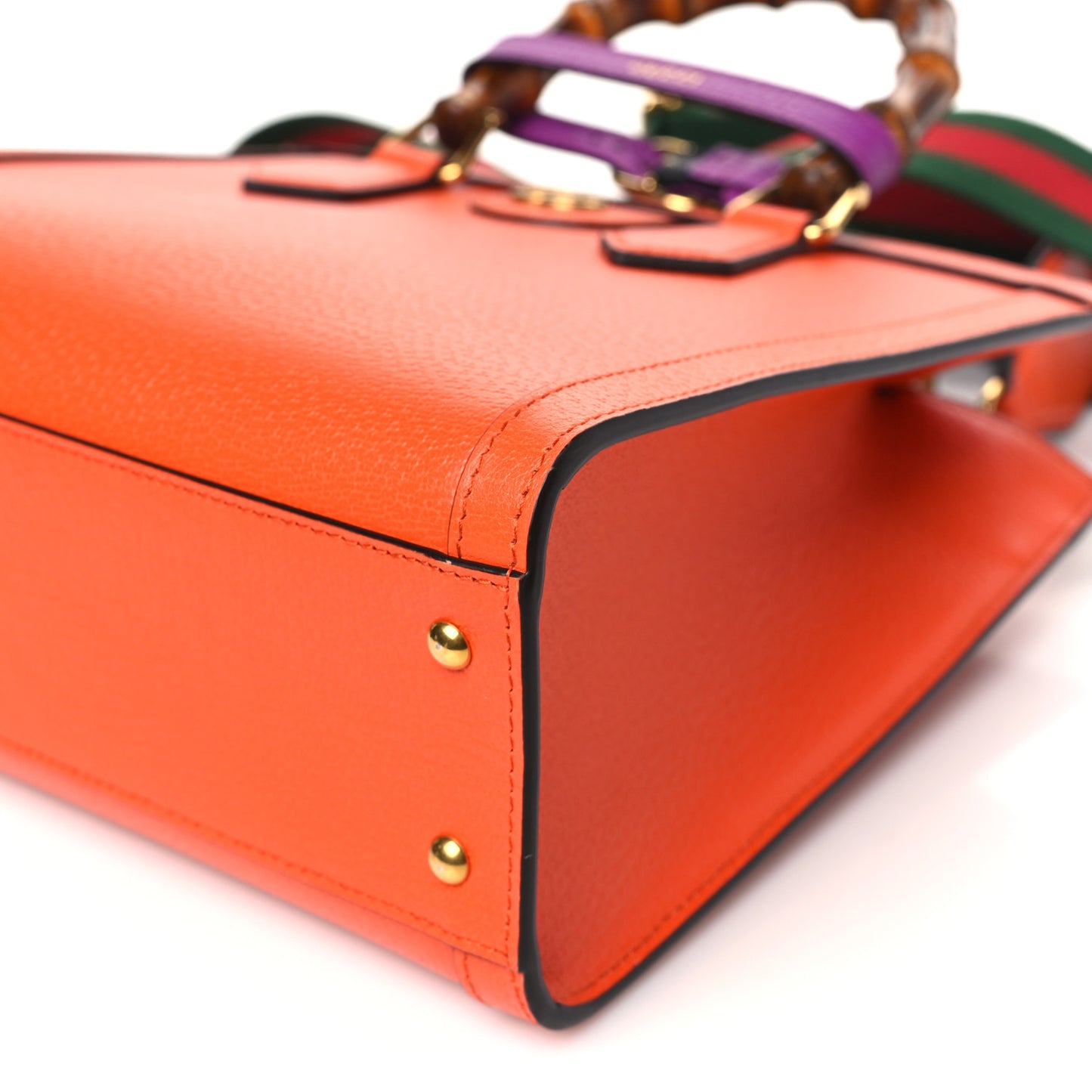 Textured Dollar Calfskin Web Small Diana Tote Bag Deep Orange Spicy Cyclamin