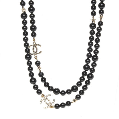 Chanel Beaded Star CC Long Necklace Black Gold 1 of 6