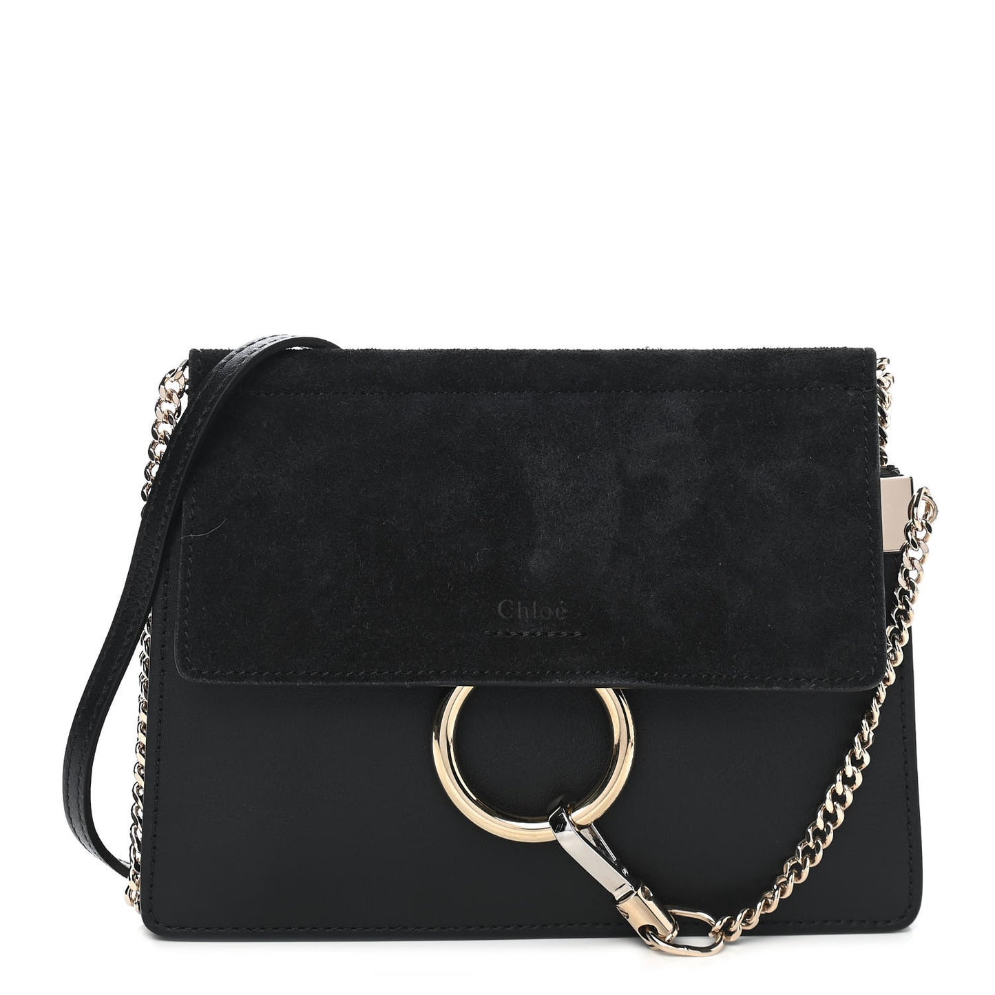 Calfskin Suede Mini Chain Faye Shoulder Bag Black