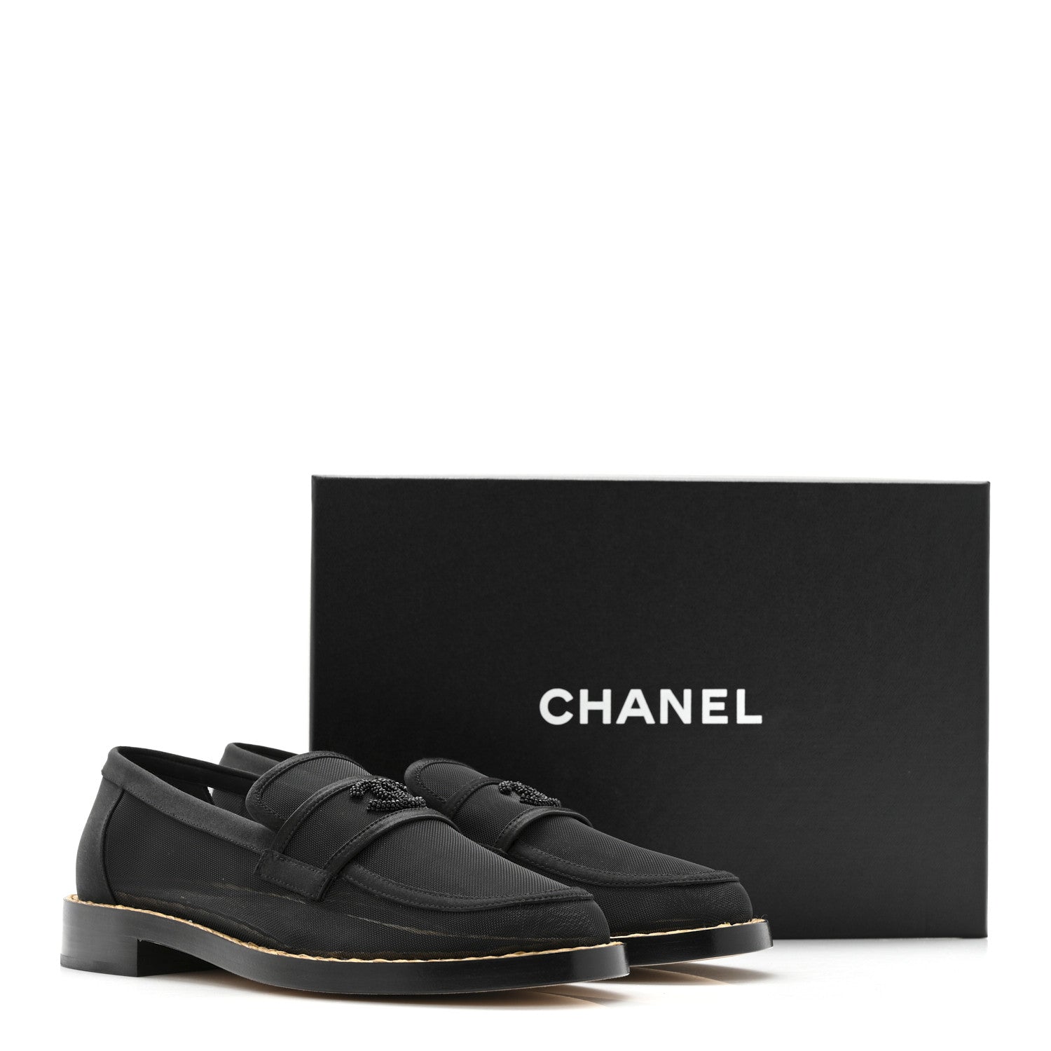 Chanel Mesh Satin CC Loafers 39 Black 13 of 13