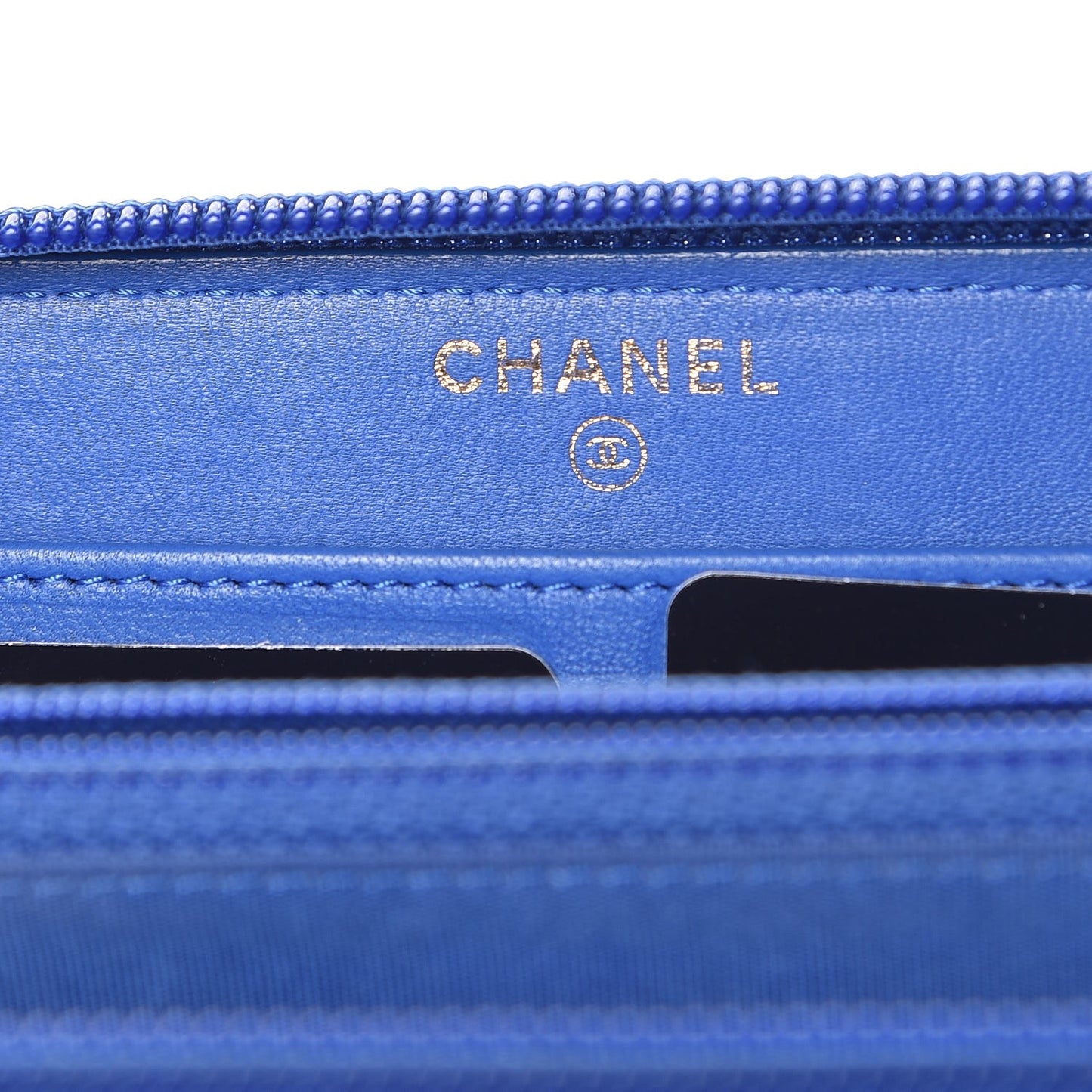 Lambskin Quilted Boy Zip Around Wallet Blue