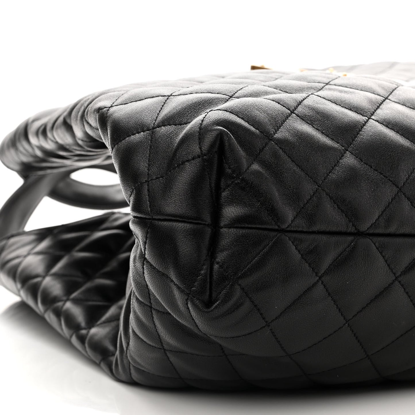 Lambskin Quilted Maxi Icare Shopping Tote Black