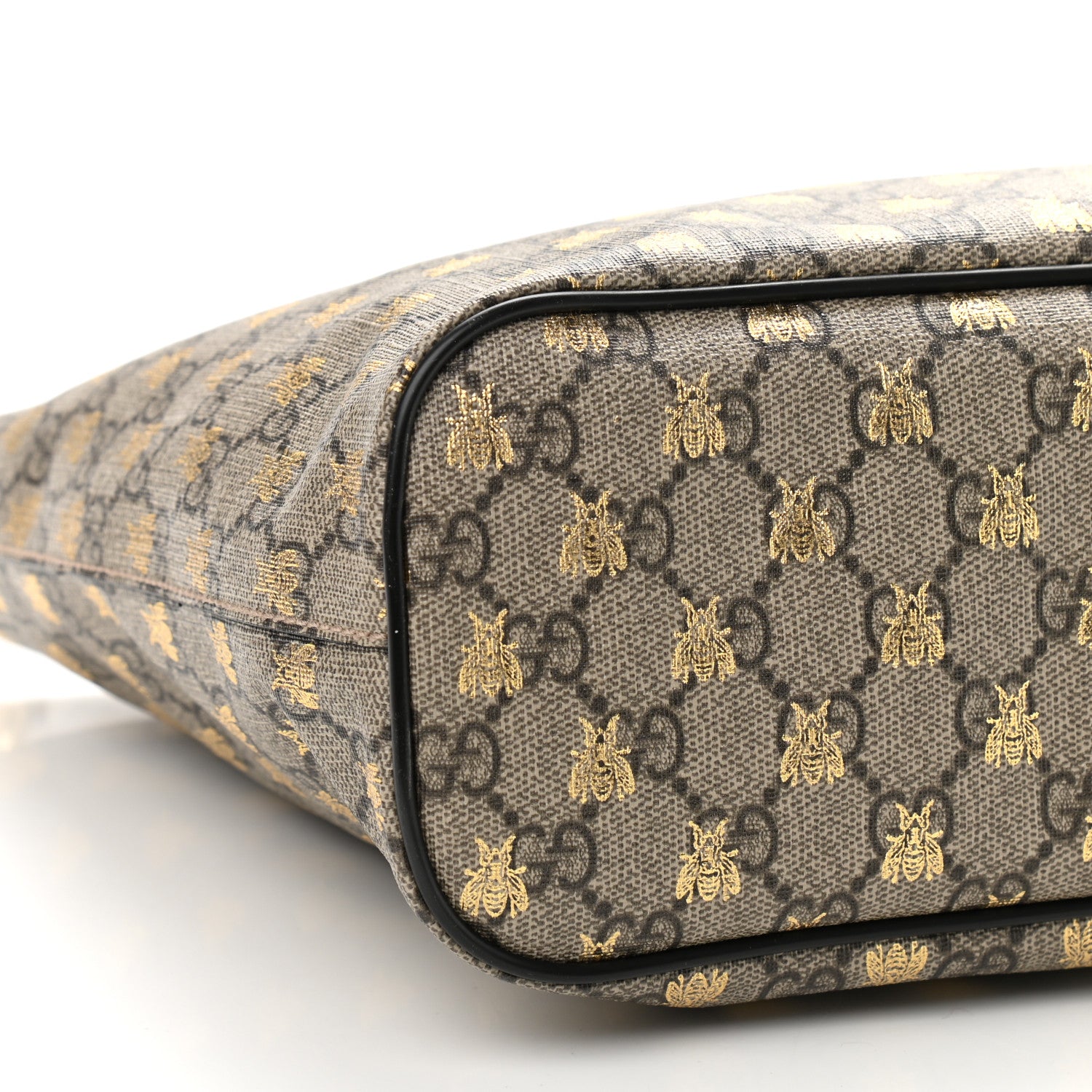 Gucci Soft GG Supreme Monogram Bees Small Crossbody Tote Beige Oro Black 9 of 9