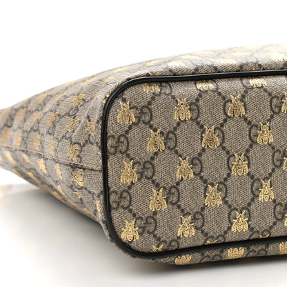 Gucci Soft GG Supreme Monogram Bees Small Crossbody Tote Beige Oro Black 9 of 9