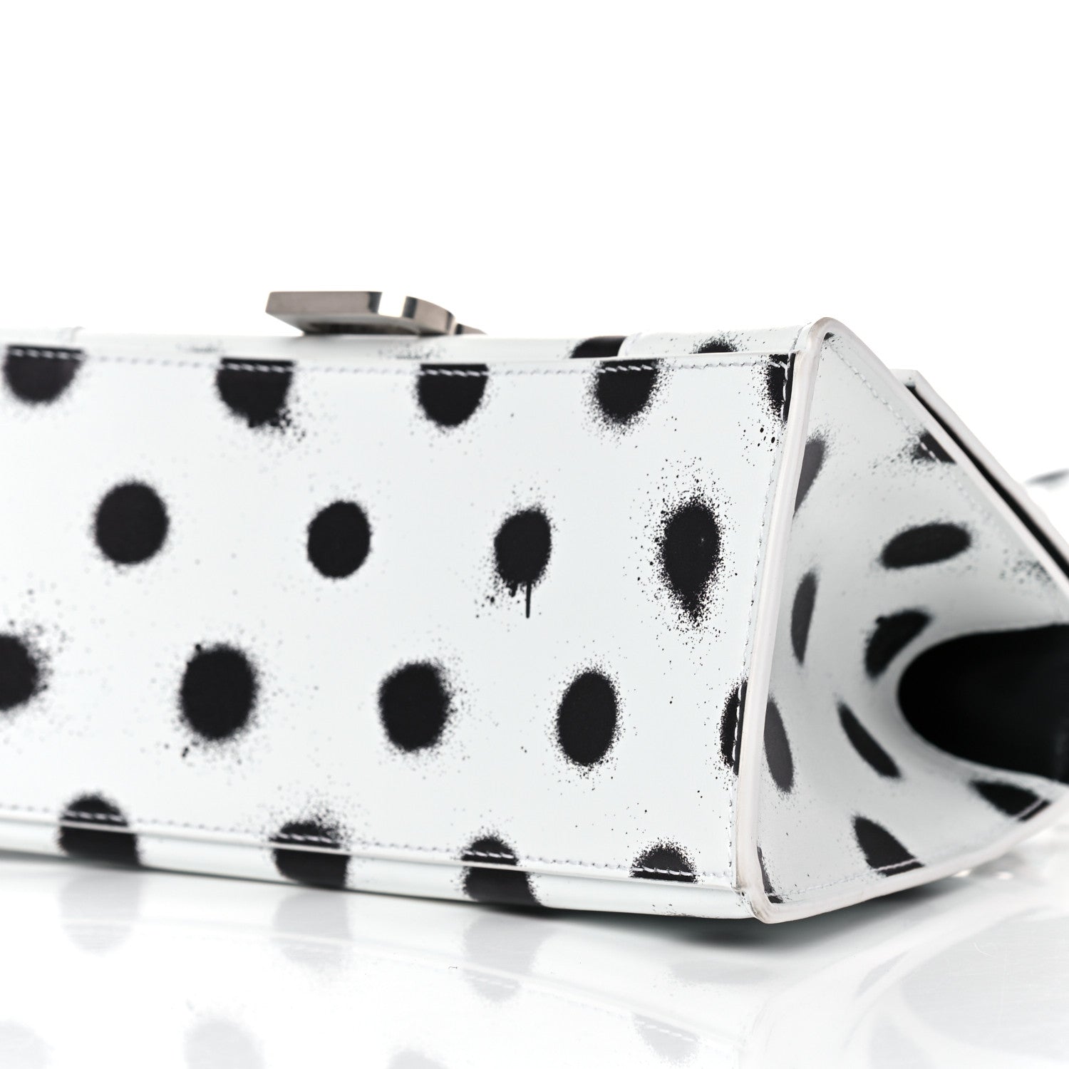 Balenciaga Smooth Calfskin Spray Polka Dot Small Hourglass Top Handle Bag White Black 9 of 9