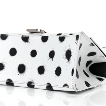Balenciaga Smooth Calfskin Spray Polka Dot Small Hourglass Top Handle Bag White Black 9 of 9