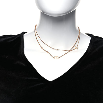 Christian Dior Metal Crystal Petit CD Double Necklace Gold 2 of 5