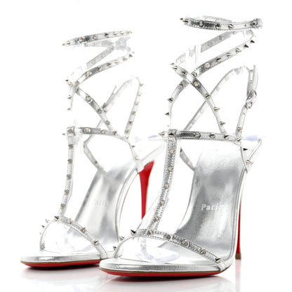 Christian Louboutin Nappa Bombina Spikes 100 Sandals 39 Silver 3 of 8