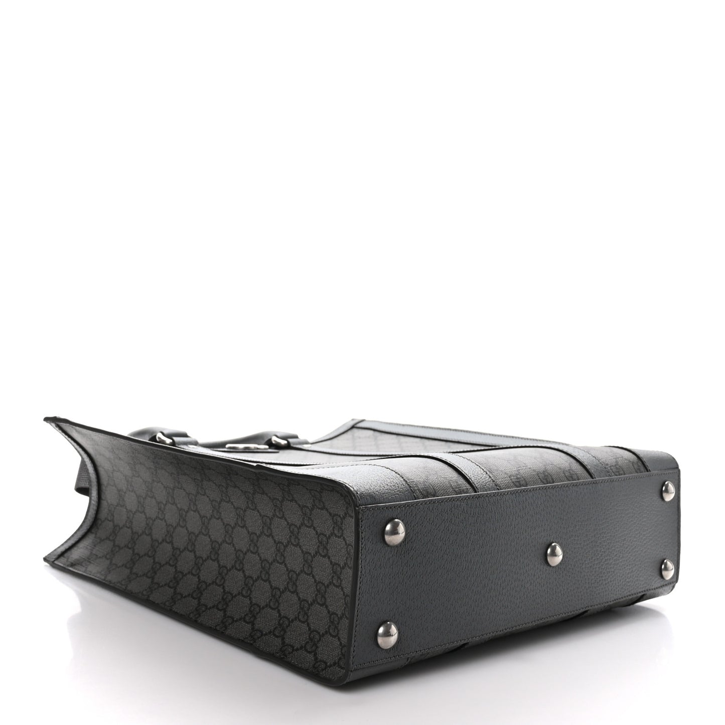 GG Supreme Monogram Textured Dollar Calfskin Medium Ophidia Tote Grey Black Graphite Grey