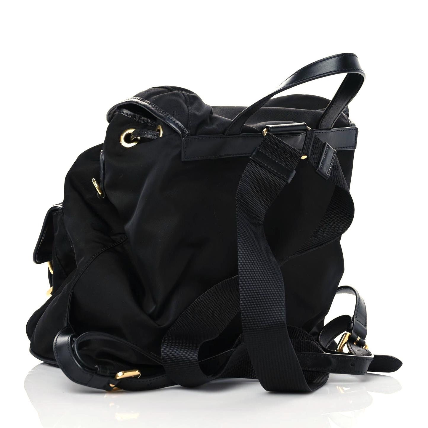 Tessuto Nylon Soft Calfskin Backpack Black