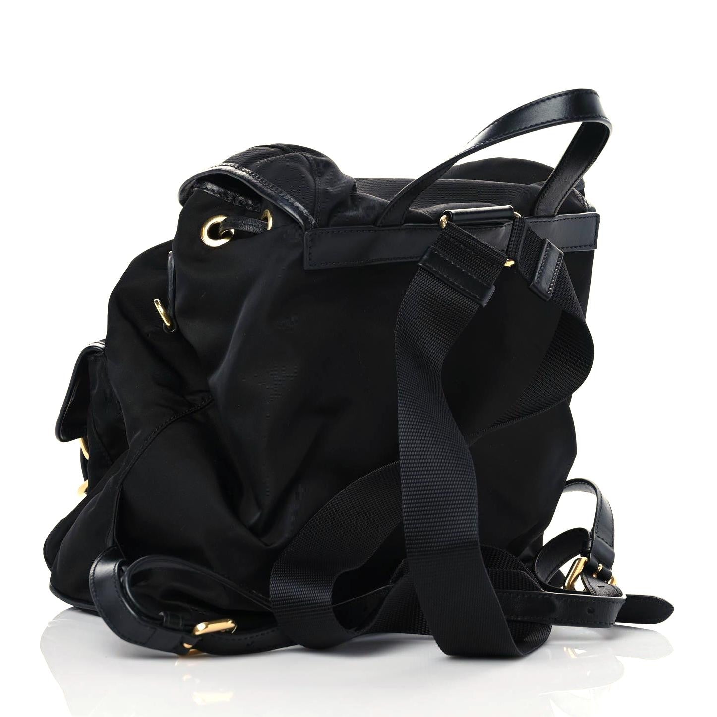 Prada Tessuto Nylon Soft Calfskin Backpack Black 3 of 9