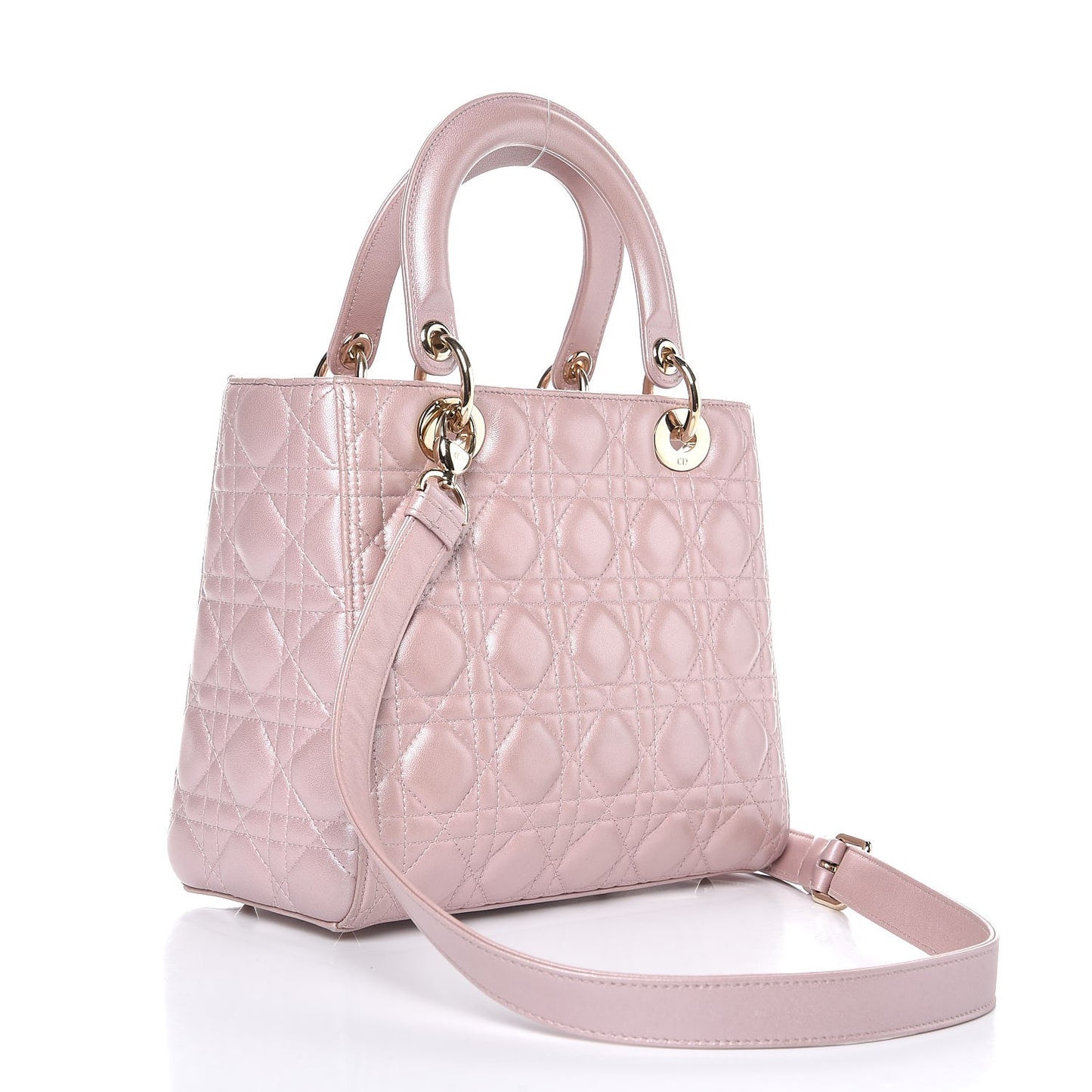 Pearly Lambskin Cannage Medium Lady Dior Lotus