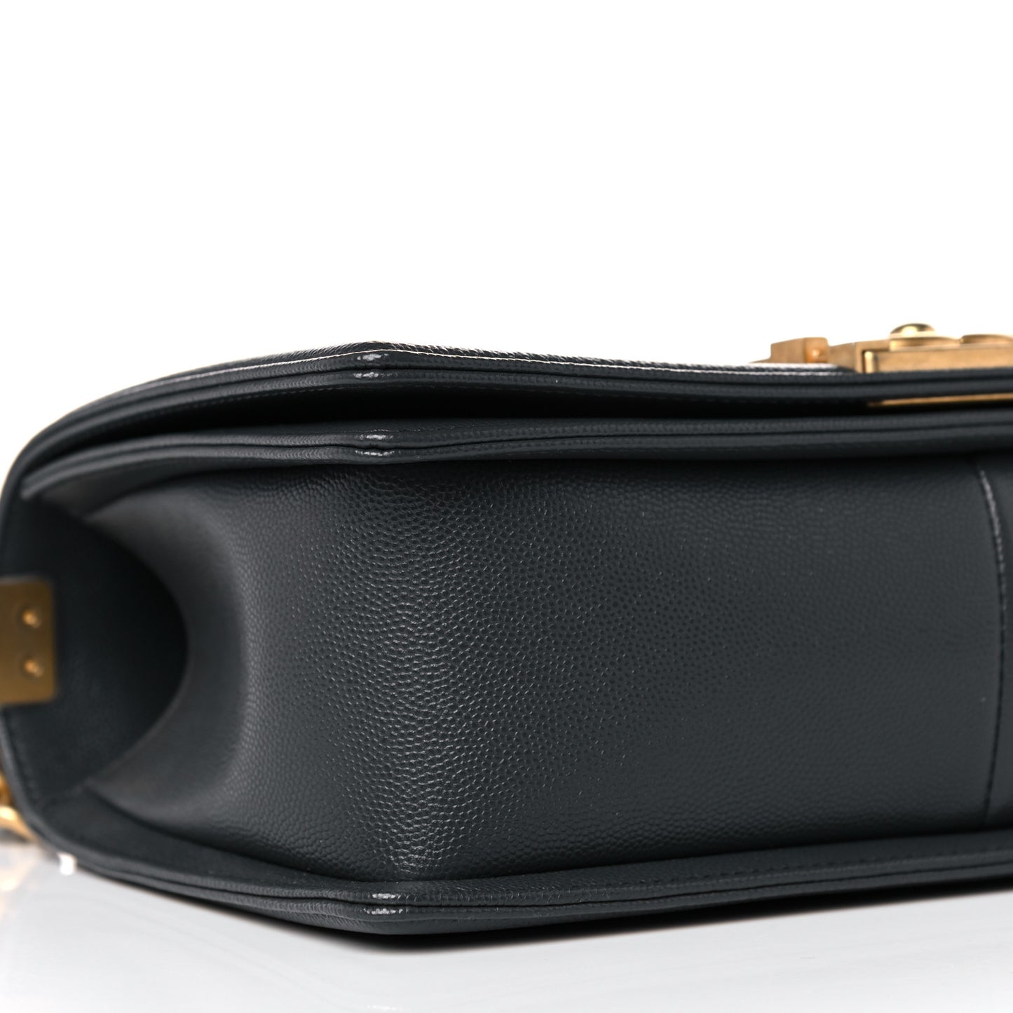 Caviar Chevron Quilted Medium Boy Flap Dark Grey