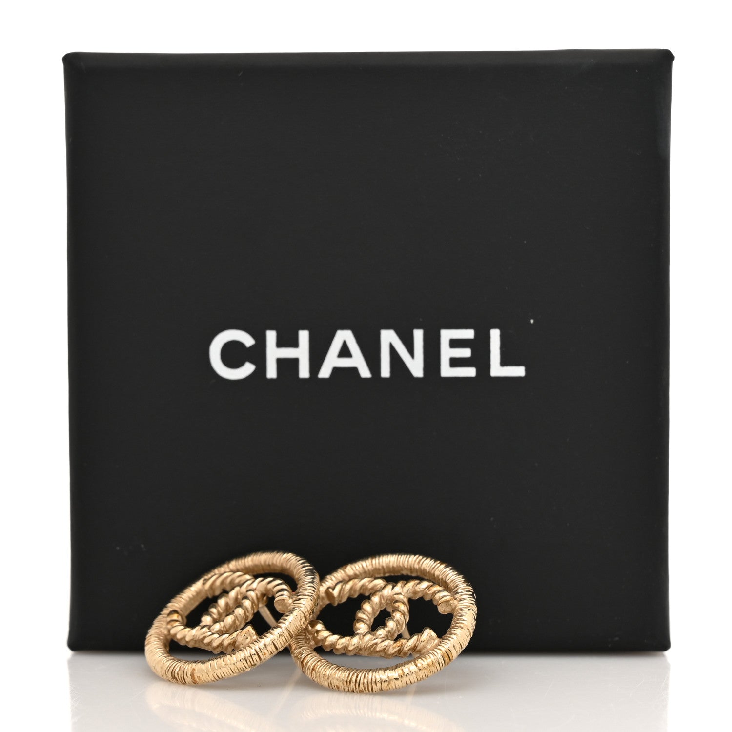 Chanel CC Round Rope Earrings Gold Gold 6 of 6