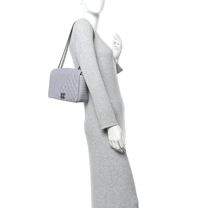 Chanel Glazed Calfskin Quilted Medium Coco Boy Flap Light Grey 2 of 11