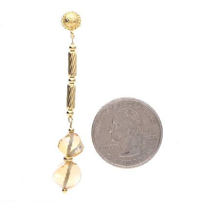 David Yurman 18K Yellow Gold Citrine Dangle Twist Earrings 2 of 4