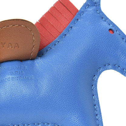 Hermes Milo Lambskin Grigri Rodeo Horse Bag Charm PM Blue Zanzibar Rose Texas Gold 3 of 4