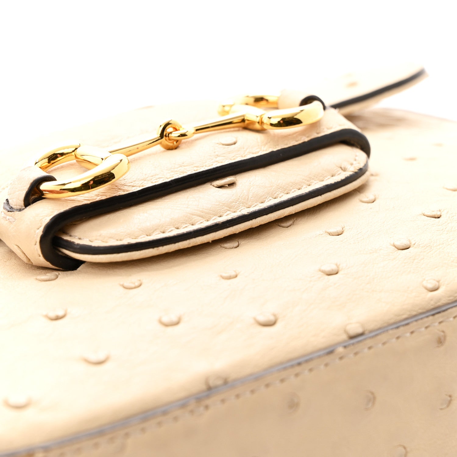 Gucci Ostrich Medium Horsebit 1955 Shoulder Bag White 11 of 12