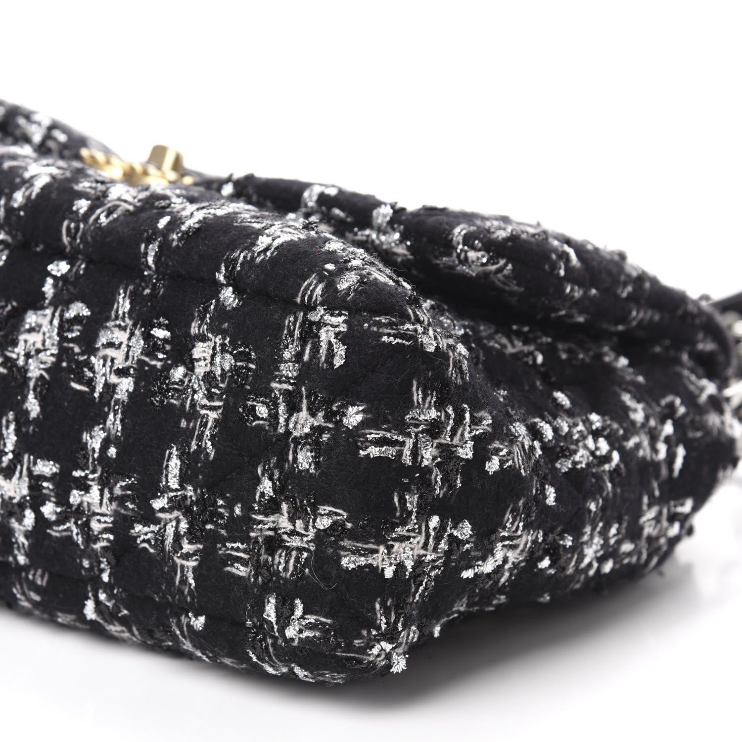 Chanel Tweed Quilted Large 19 Flap Black Ecru White 7 of 10