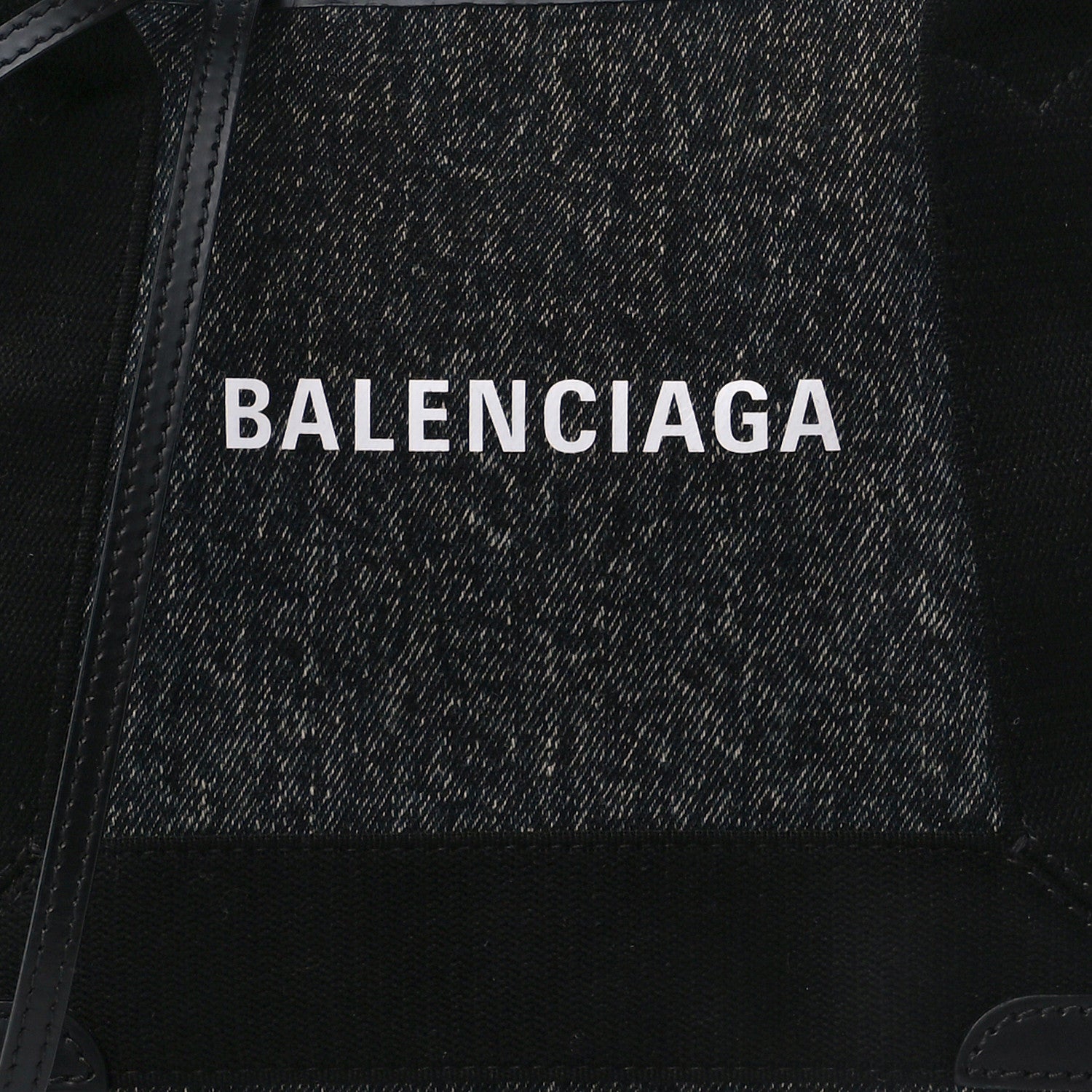 Balenciaga Denim Fabric Satin Calfskin Navy Cabas XS Washed Black 9 of 12