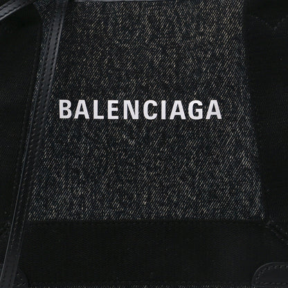 Balenciaga Denim Fabric Satin Calfskin Navy Cabas XS Washed Black 9 of 12