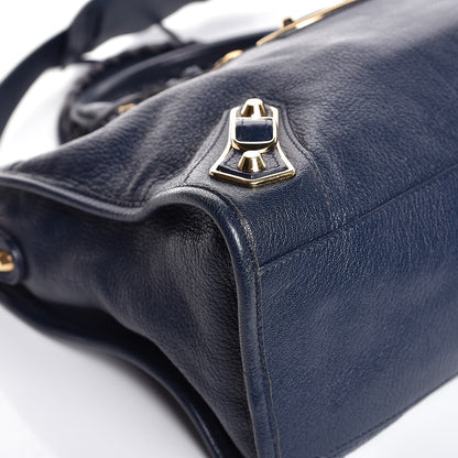 Balenciaga Chevre Gold Metallic Edge Hardware City Bleu Nuit Dark Sea 10 of 13
