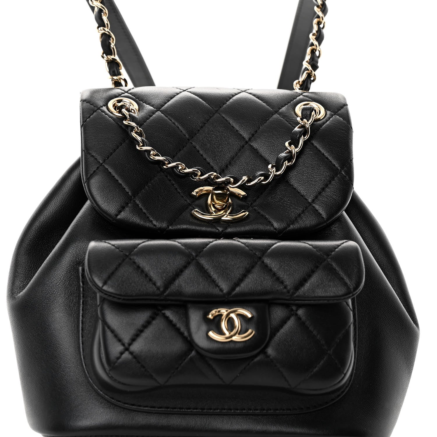 Chanel Lambskin Quilted Small Duma Drawstring Backpack Black 8 of 10