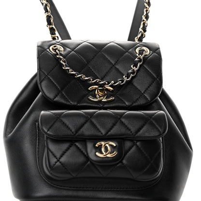 Chanel Lambskin Quilted Small Duma Drawstring Backpack Black 8 of 10