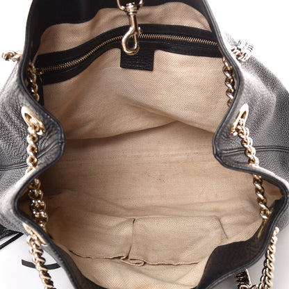 Gucci Pebbled Calfskin Medium Soho Chain Shoulder Bag Black 7 of 16