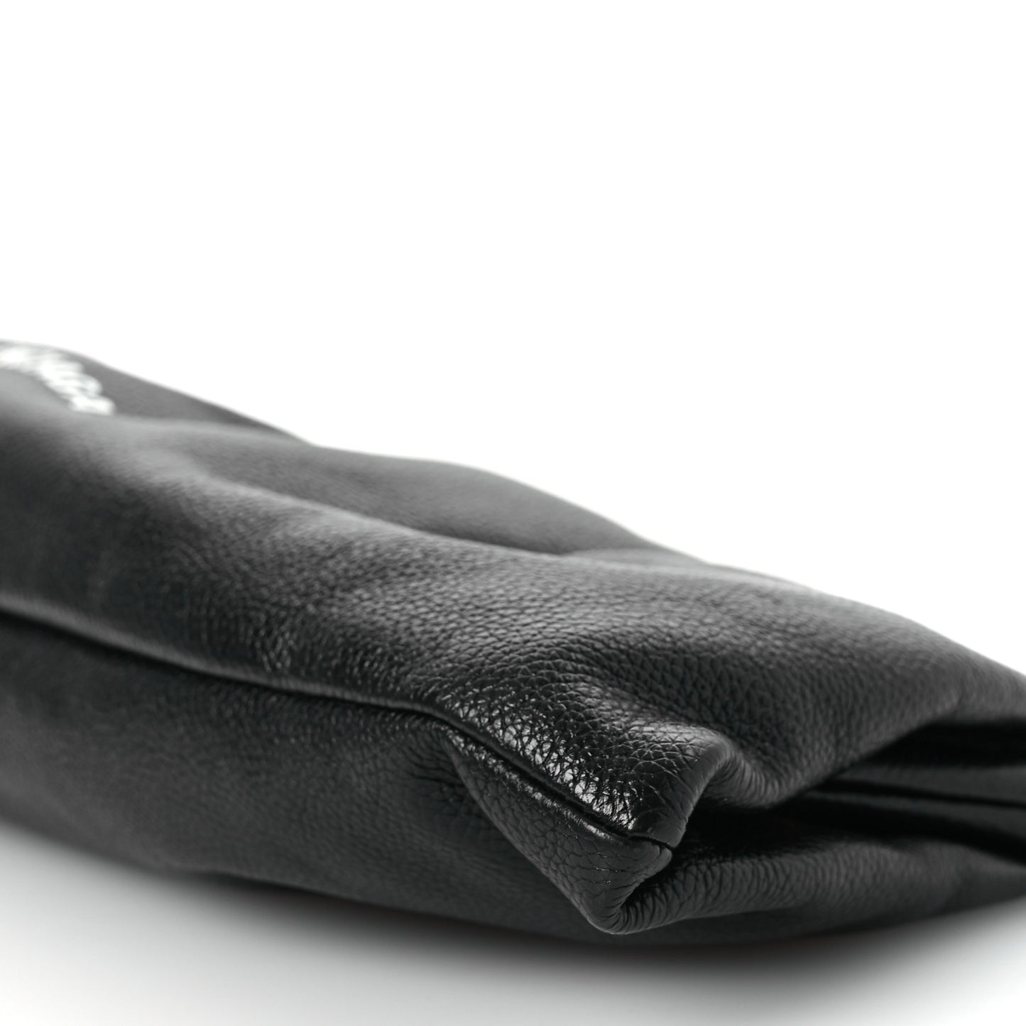 Grained Calfskin Logo Cloud Clutch XL Black