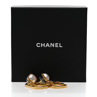 Chanel Metal Pearl CC Drop Earrings Gold 5 of 5