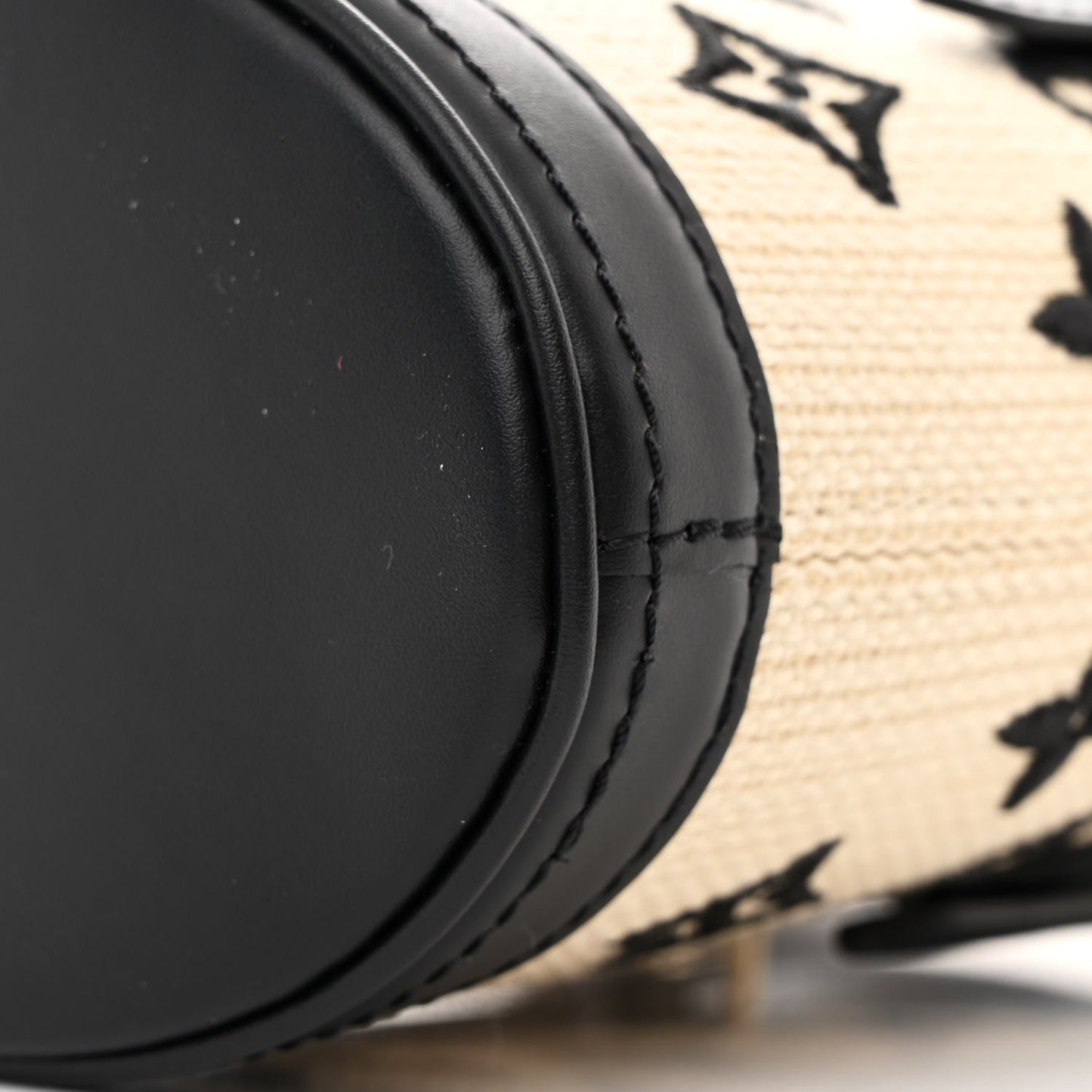 Cotton Calfskin Monogram Nano Bucket Bag Black