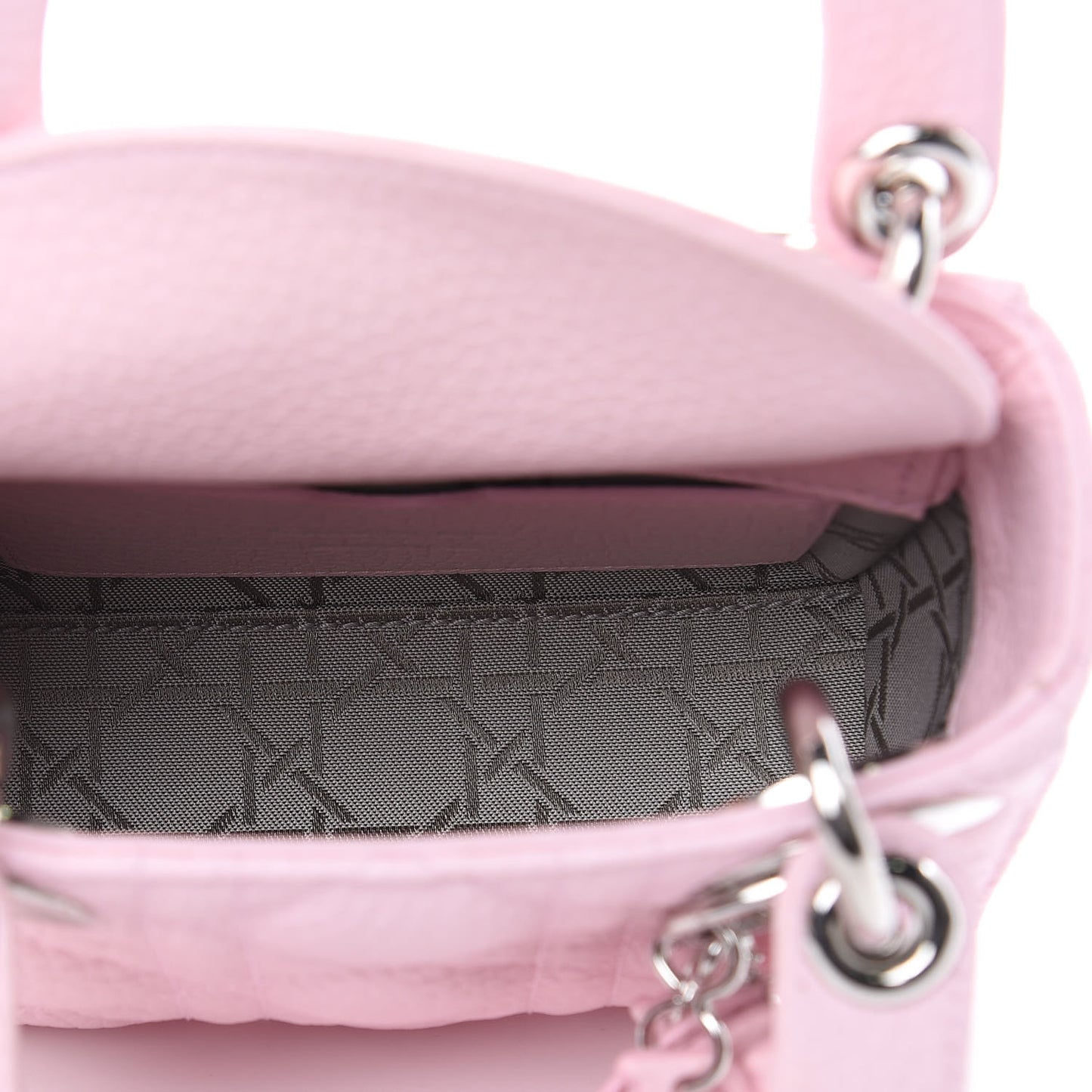 Grained Calfskin Cannage Nano Lady Dior Rose Clair