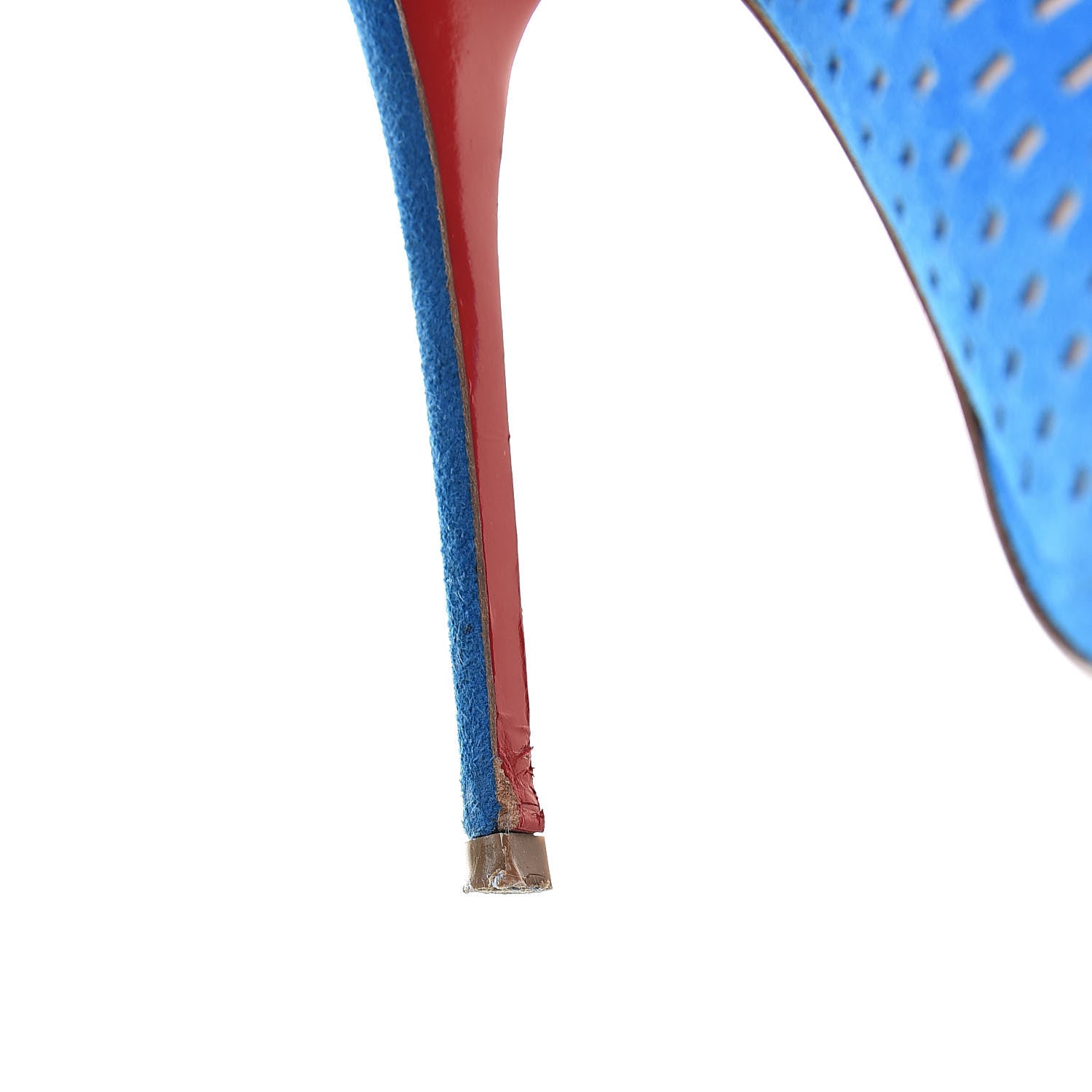Christian Louboutin Perforated Nappa Suede Jennifer 120 Boots 36.5 Blue 10 of 10