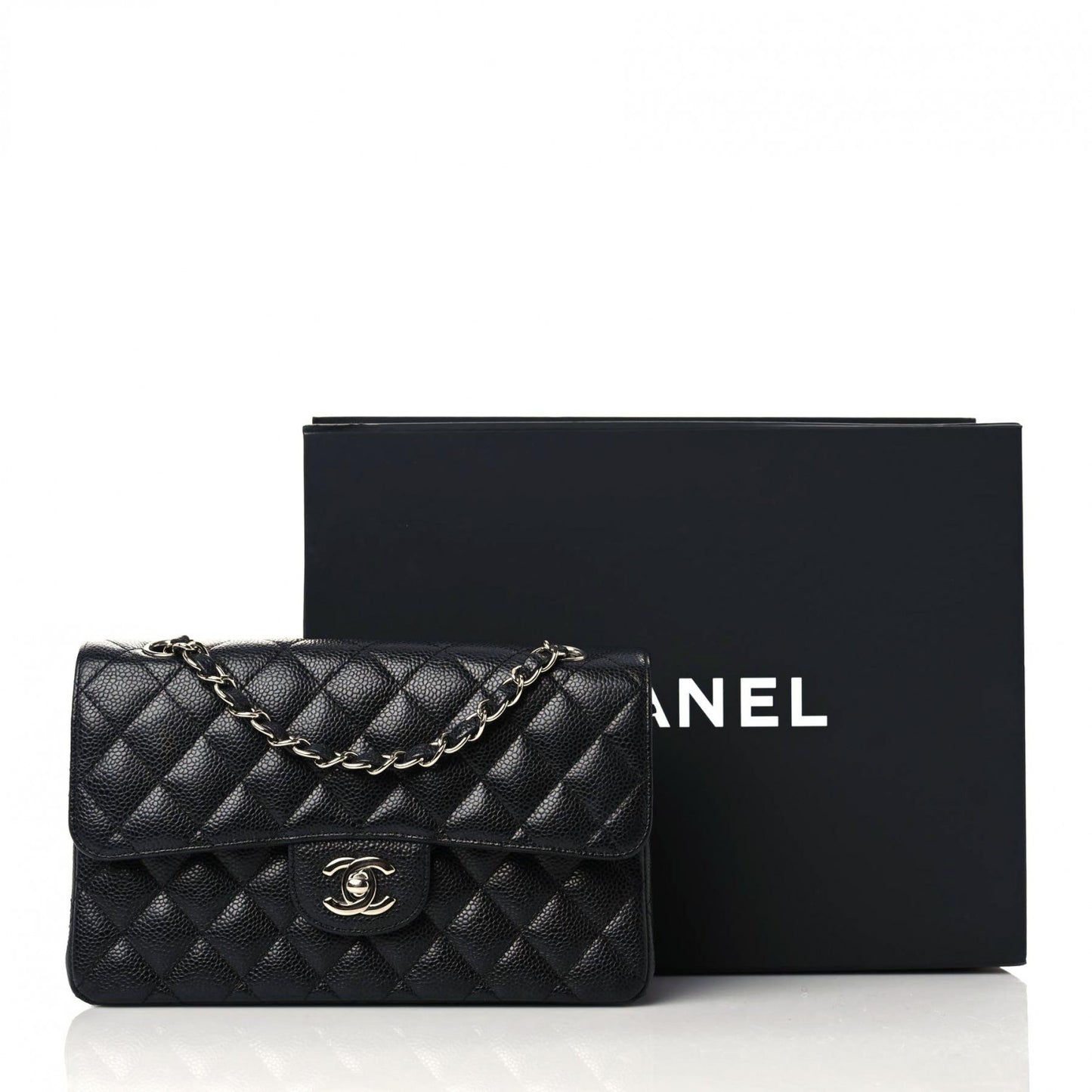 Caviar Quilted Small Double Flap Black