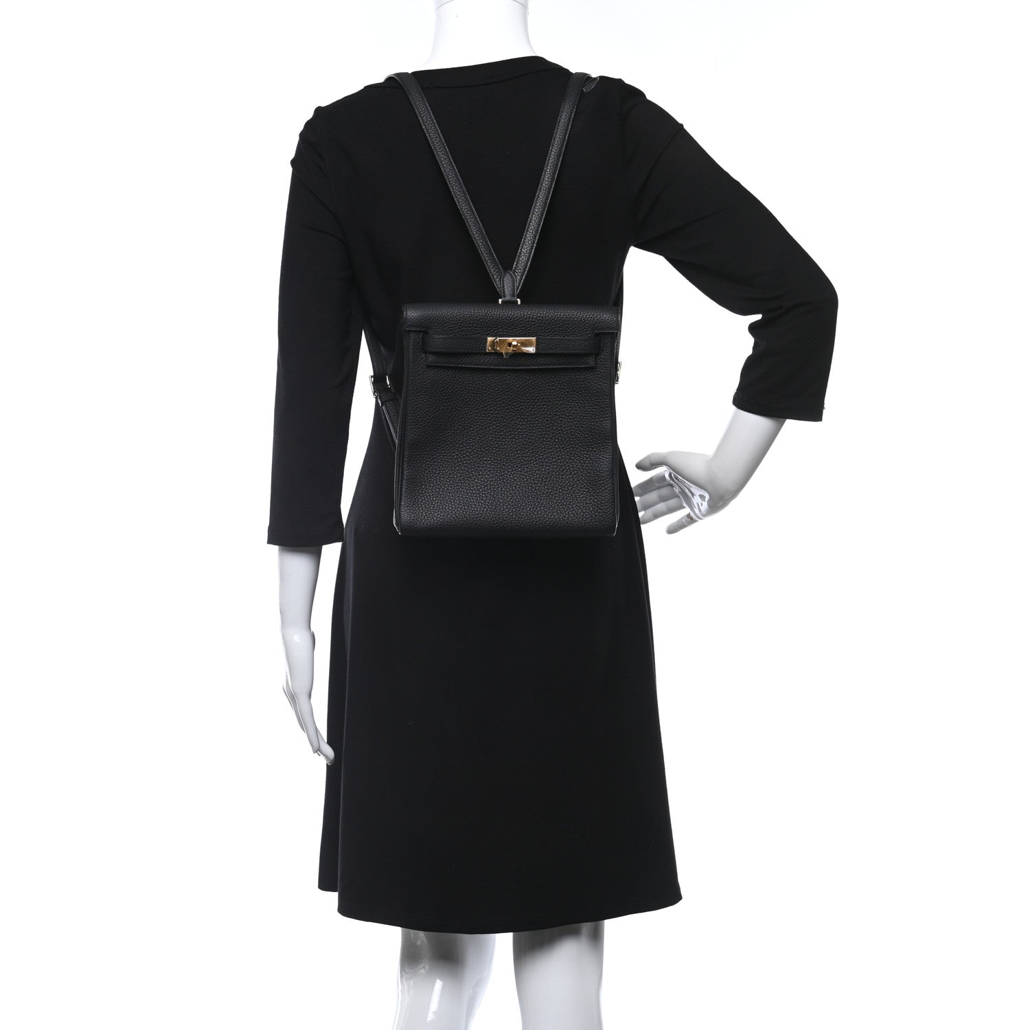 Hermes Togo Kelly Ado Backpack Black 2 of 10