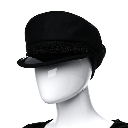 Chanel Wool Patent CC Cap Hat L Black 2 of 8