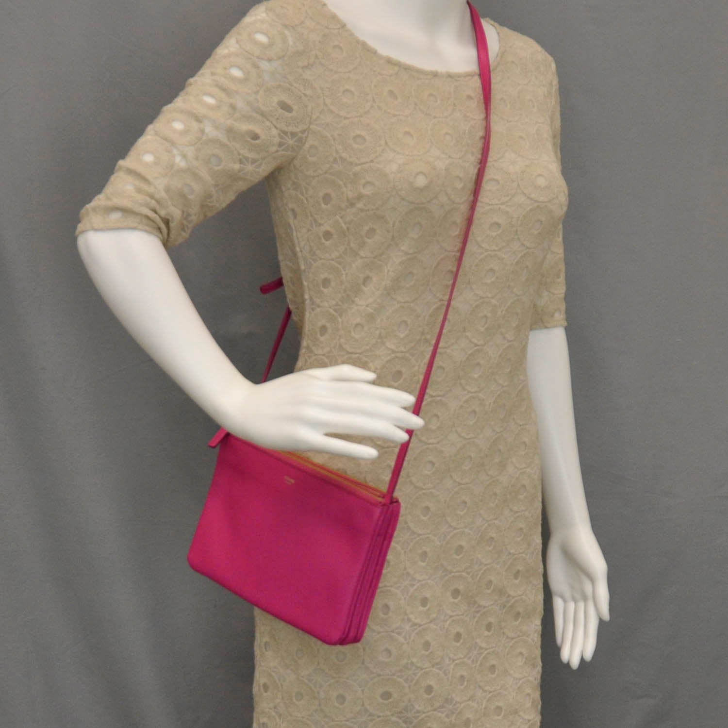 Celine Leather Trio Crossbody Bag Hibiscus 2 of 11