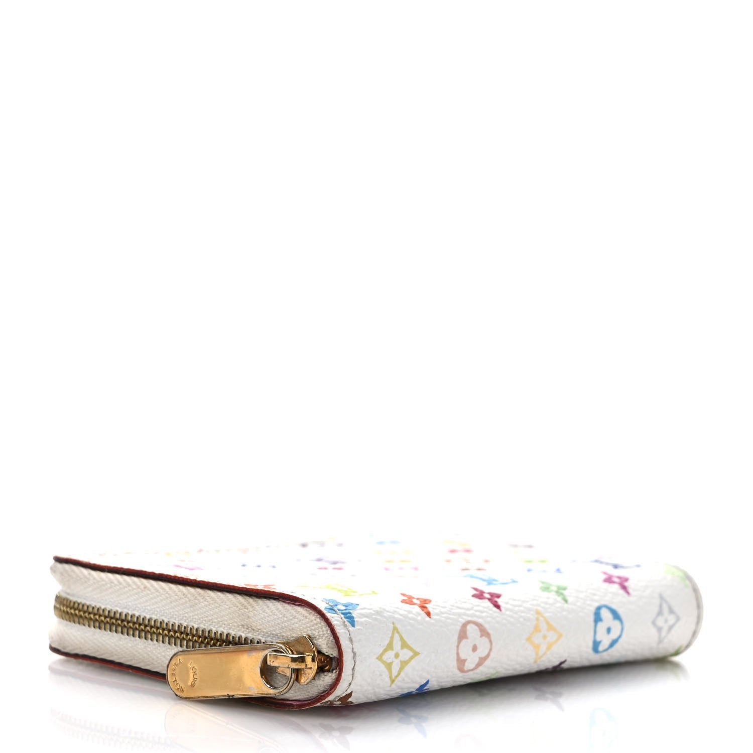 Louis Vuitton Monogram Multicolor Zippy Coin Purse Wallet White Litchi 4 of 6