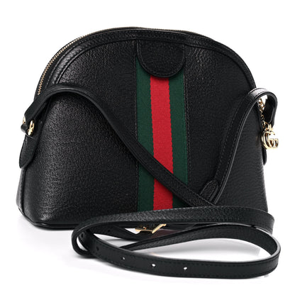 Gucci Calfskin GG Web Small Ophidia Dome Shoulder Bag Black 3 of 16