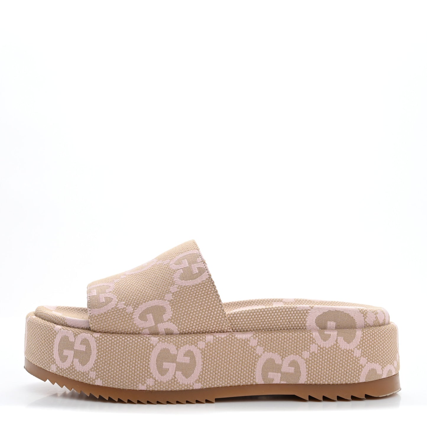 Monogram Jumbo GG Angelina Platform 55mm Slide Sandals 37.5 Beige Perfect Pink