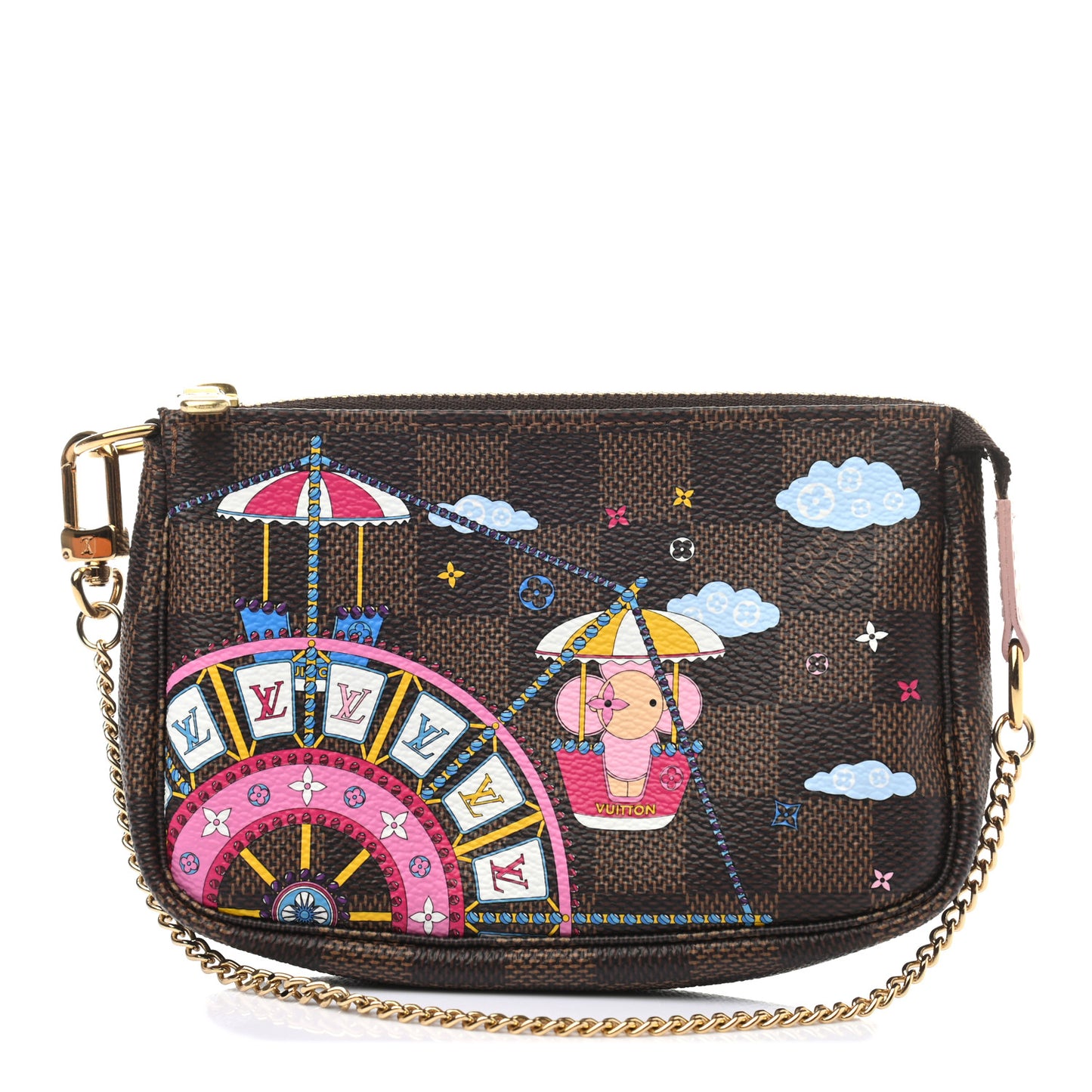 Damier Ebene 2020 Christmas Animation Big Wheel Mini Pochette Accessories Rose Ballerine