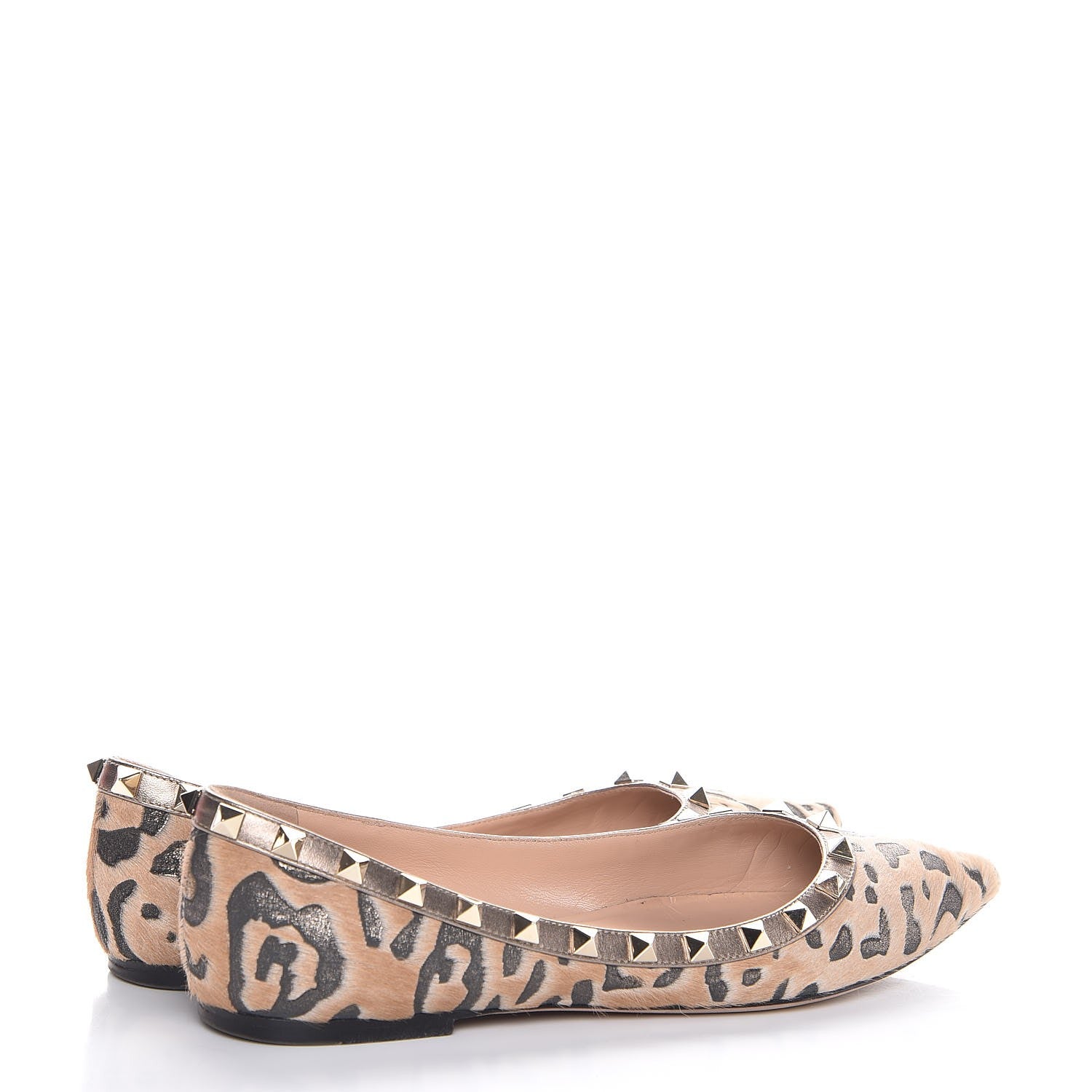 Valentino Garavani Calf Hair Leopard Print Rockstud Ballerina Flats 38 Fucile Al Campion 13 of 23