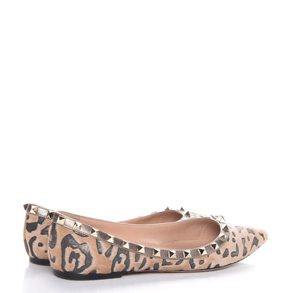 Valentino Garavani Calf Hair Leopard Print Rockstud Ballerina Flats 38 Fucile Al Campion 13 of 23