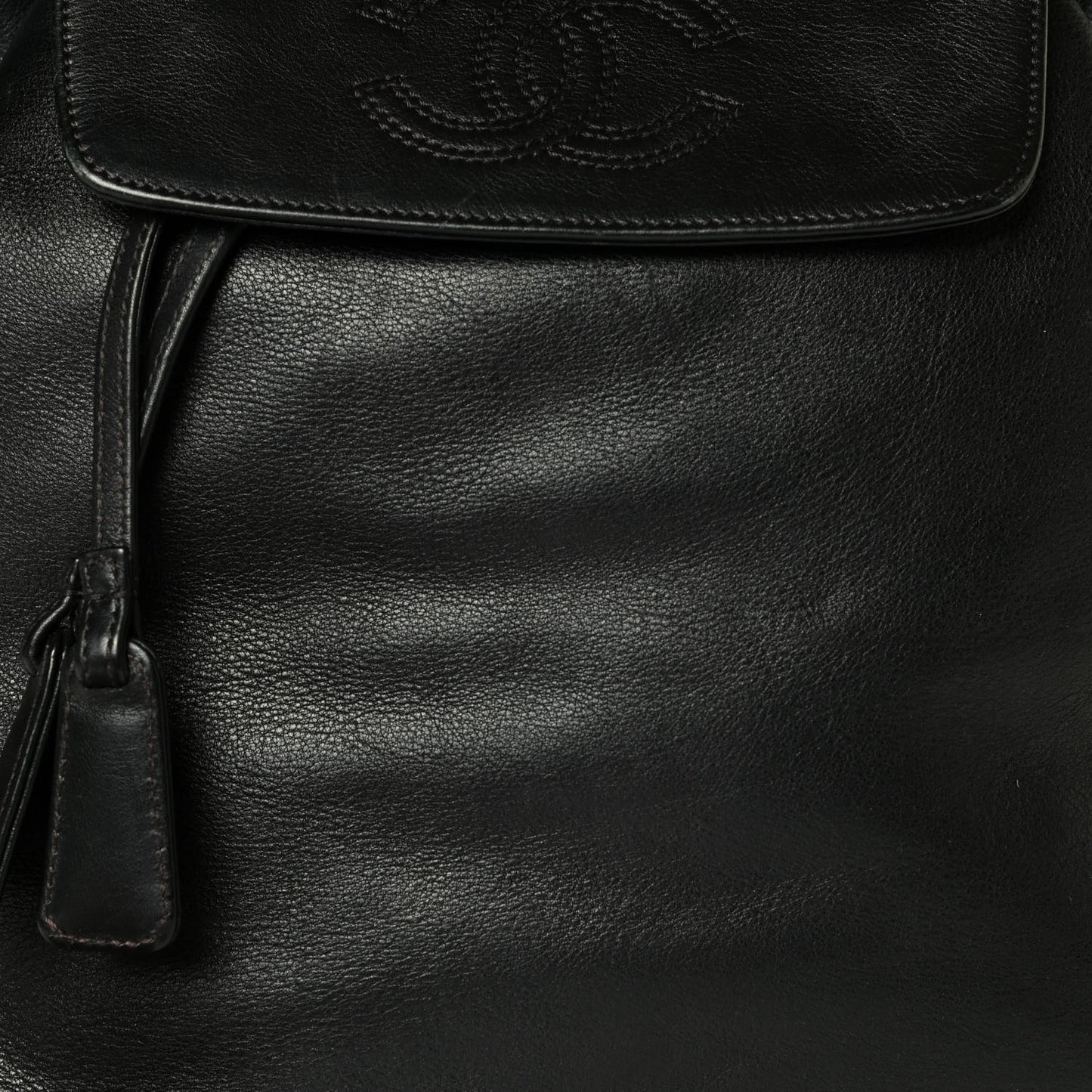 Lambskin CC Drawstring Backpack Black