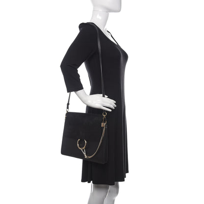Chloe Suede Calfskin Medium Faye Shoulder Bag Black 2 of 15