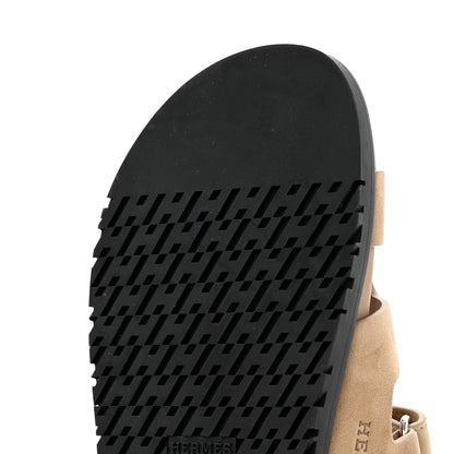 Hermes Suede Goatskin Womens Chypre Sandals 37 Beige Argile 12 of 14